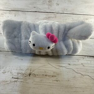 Sanrio Hello Kitty White Plush Spa Headband Pink Bow Skincare Makeup Band 2024